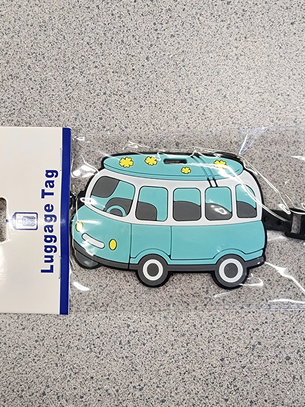 NWT Retro Camper Van Luggage Tag Teal Blue VW Hippie Bus Suitcase ID Tracker